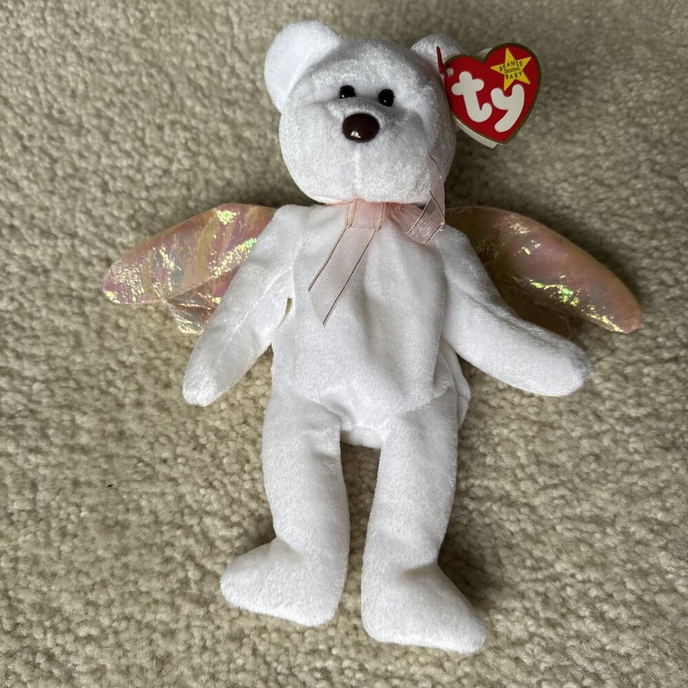 TY Beanie Babies Halo Angel Yellow Bear DOB August 31, 1998 New Tag Vintage Rare